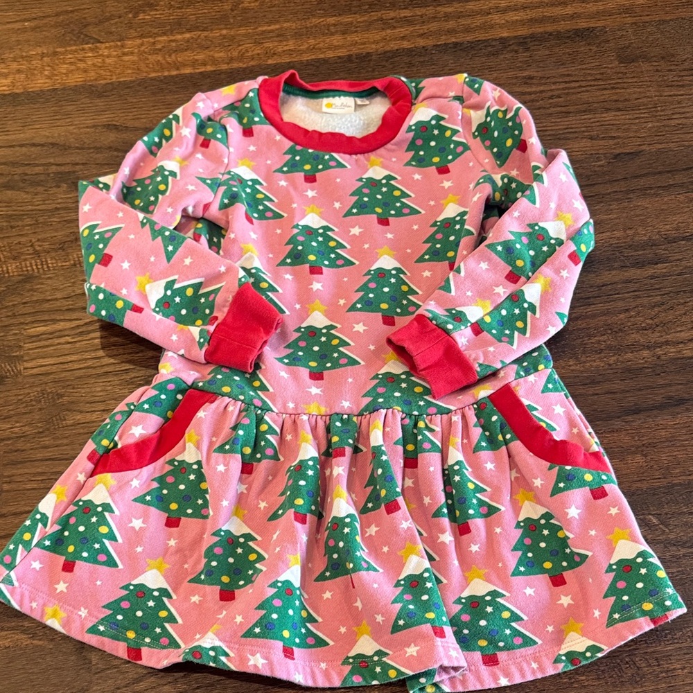 Size 7Mini Boden Red and Green Festive Dress